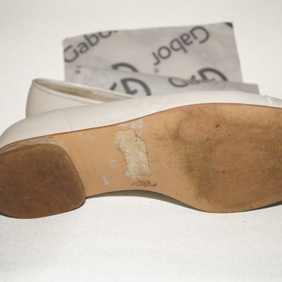 Gabor Cream Leather Ballerina Flats with Bow (Size 7) - Picture 3 of 5